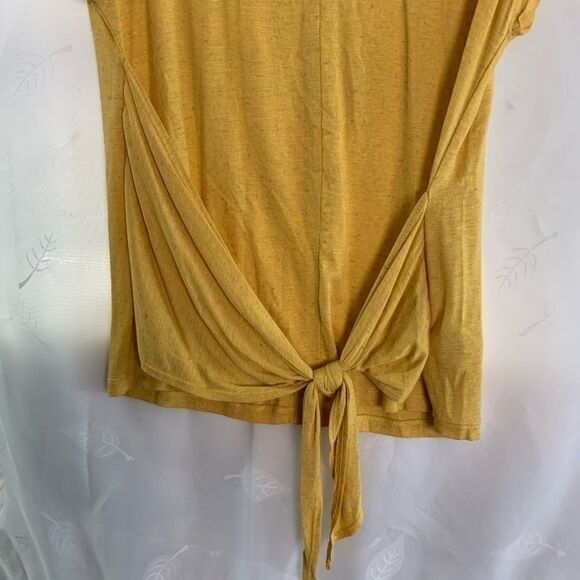 Bobeau sweater s yellow grey streak tie on front . - Picture 4 of 6